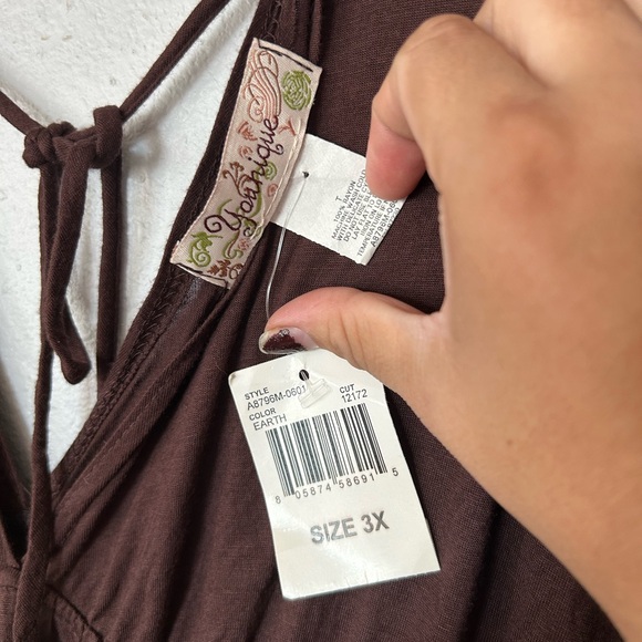 Younique Earth Brown Sleeveless Top/ cover up - Picture 4 of 6